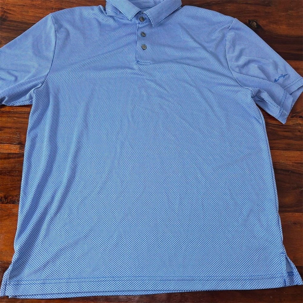 Ben Hogan Men's‎ Large Blue Geometric Polo Shirt Golf Casual
